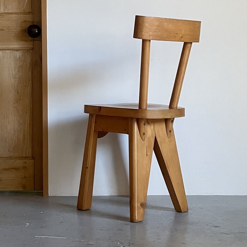 Solid Pine Chair / Rene Faublee / c.1950 France