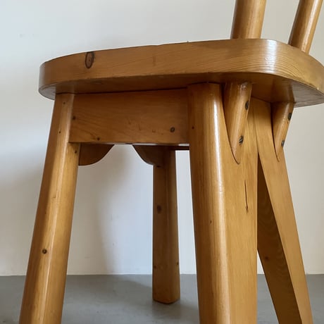 Solid Pine Chair / Rene Faublee / c.1950 France