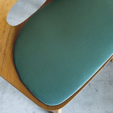 ［※PRICE/ASK］Tonneau Chair-Wood Leg-Green Seat / Pierre Guariche