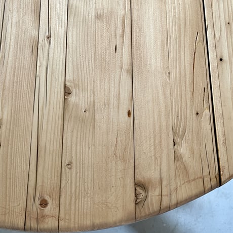 Solid Pine Round Drop Leaf Table / from Residence in Arc 2000 / France c.1980