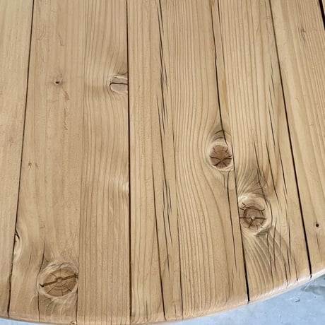 Solid Pine Round Drop Leaf Table / from Residence in Arc 2000 / France c.1980