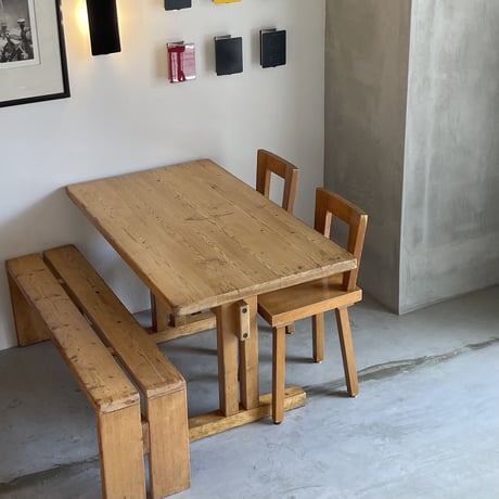 Solid Pine Table 1200 for "Les Arcs"-2 / Charlotte Perriand
