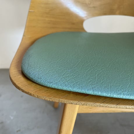 ［※PRICE/ASK］Tonneau Chair-Wood Leg-Green Seat / Pierre Guariche
