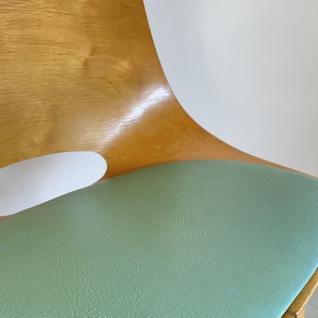 ［※PRICE/ASK］Tonneau Chair-Wood Leg-Green Seat / Pierre Guariche