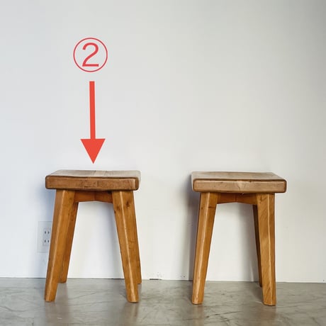 Solid pine stool for "Meribel"/ Christian Durupt / c.1950 -②