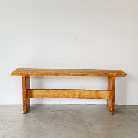 Solid Pine Bistro Bench from Trois Vallées / Rene Martin/ c.1960