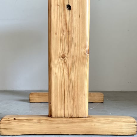 Solid Pine Round Drop Leaf Table / from Residence in Arc 2000 / France c.1980