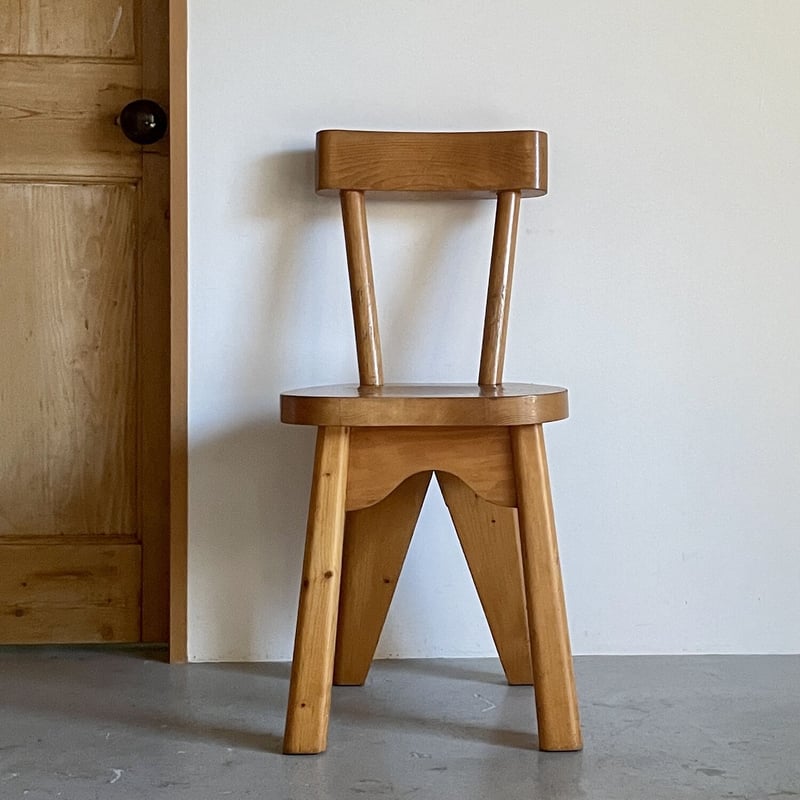 Solid Pine Chair / Rene Faublee / c.1950 France