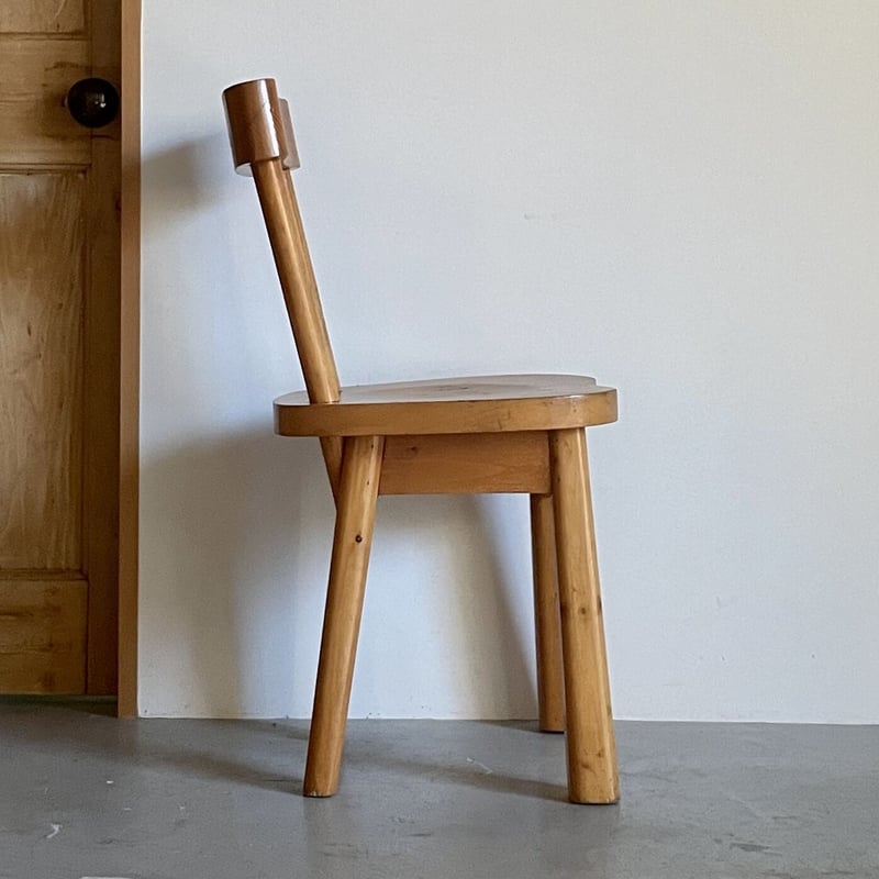 Solid Pine Chair / Rene Faublee / c.1950 France