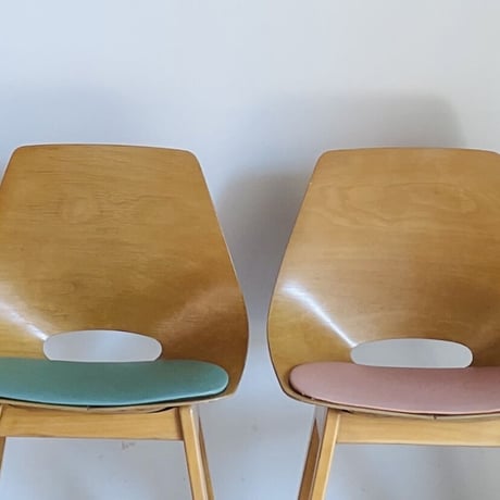 ［※PRICE/ASK］Tonneau Chair-Wood Leg-Green Seat / Pierre Guariche