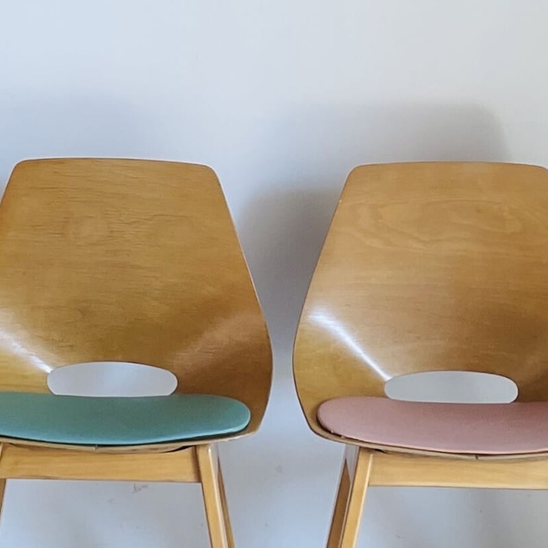 PRICE/ASK］Tonneau Chair-Wood Leg-Green Seat /