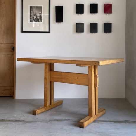 Solid Pine Table 1200 for "Les Arcs"-3 / Charlotte Perriand