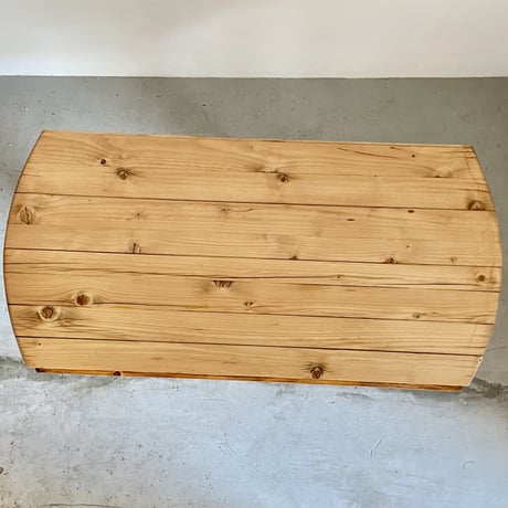Solid Pine Round Drop Leaf Table / from Residence in Arc 2000 / France c.1980