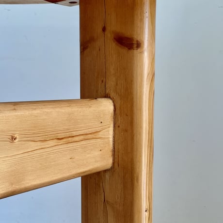 Solid Pine Round Drop Leaf Table / from Residence in Arc 2000 / France c.1980