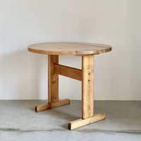 Solid Pine Round Drop Leaf Table / from Residence in Arc 2000 / France c.1980