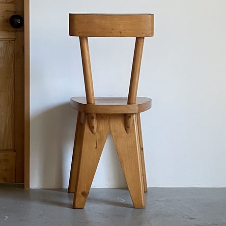Solid Pine Chair / Rene Faublee / c.1950 France