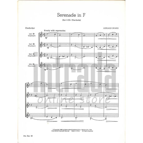 SERENADE IN F クラリネット4重奏 / ジェラルド・シアーズ