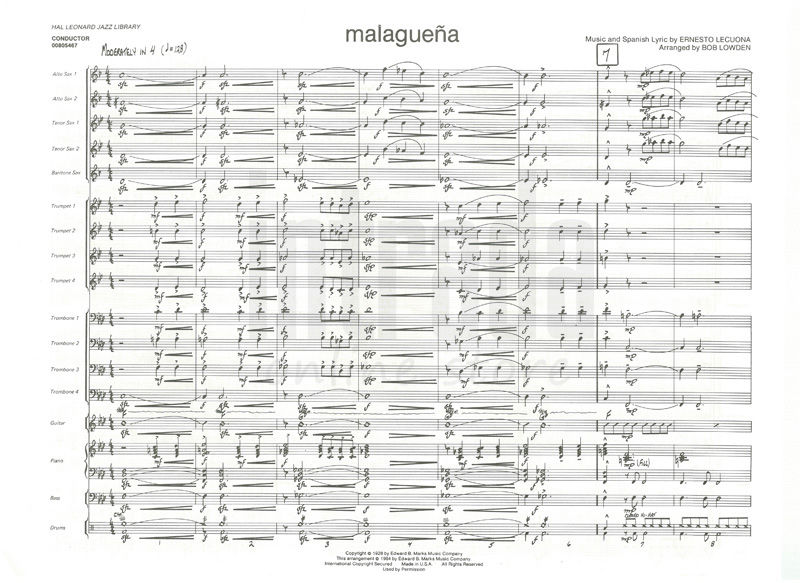 マラゲーニャ（MALAGUENA）吹奏楽譜セット　新品未使用 マラゲーニャ（マーチング）／Malaguena - Ernesto Lecuona