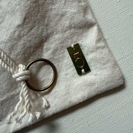 アンティークリネン巾着　RING  ナンバータグ