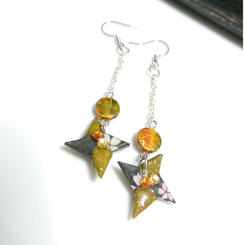 ミニ手裏剣ピアスorイヤリング(イエロー) | 510house