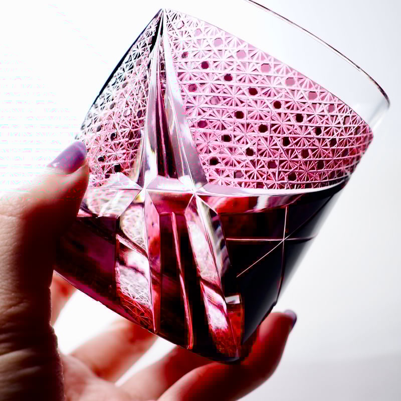 寸胴ロックグラス 夕陽影 黒×金赤×透明 | ともきりこ TOMOKIRIKO