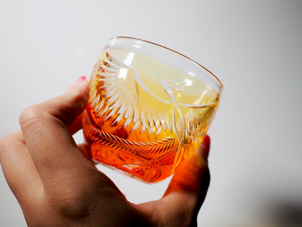 ぐい呑 鳳凰 オレンジ〜赤 | ともきりこ TOMOKIRIKO