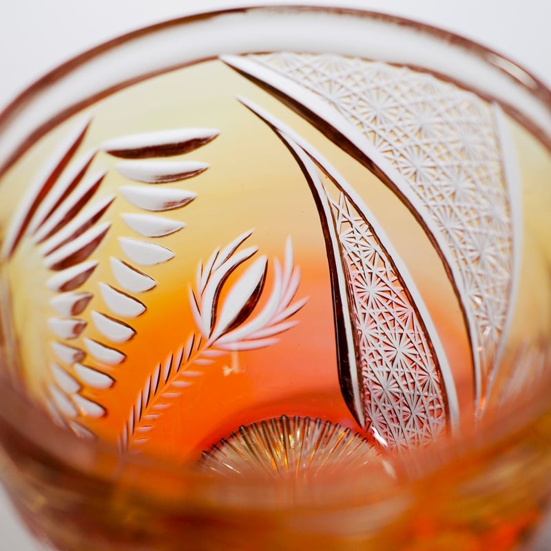 ぐい呑 鳳凰 オレンジ〜赤 | ともきりこ TOMOKIRIKO