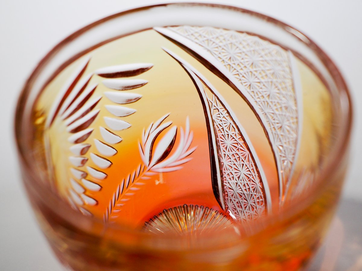 ぐい呑 鳳凰 オレンジ〜赤 | ともきりこ TOMOKIRIKO