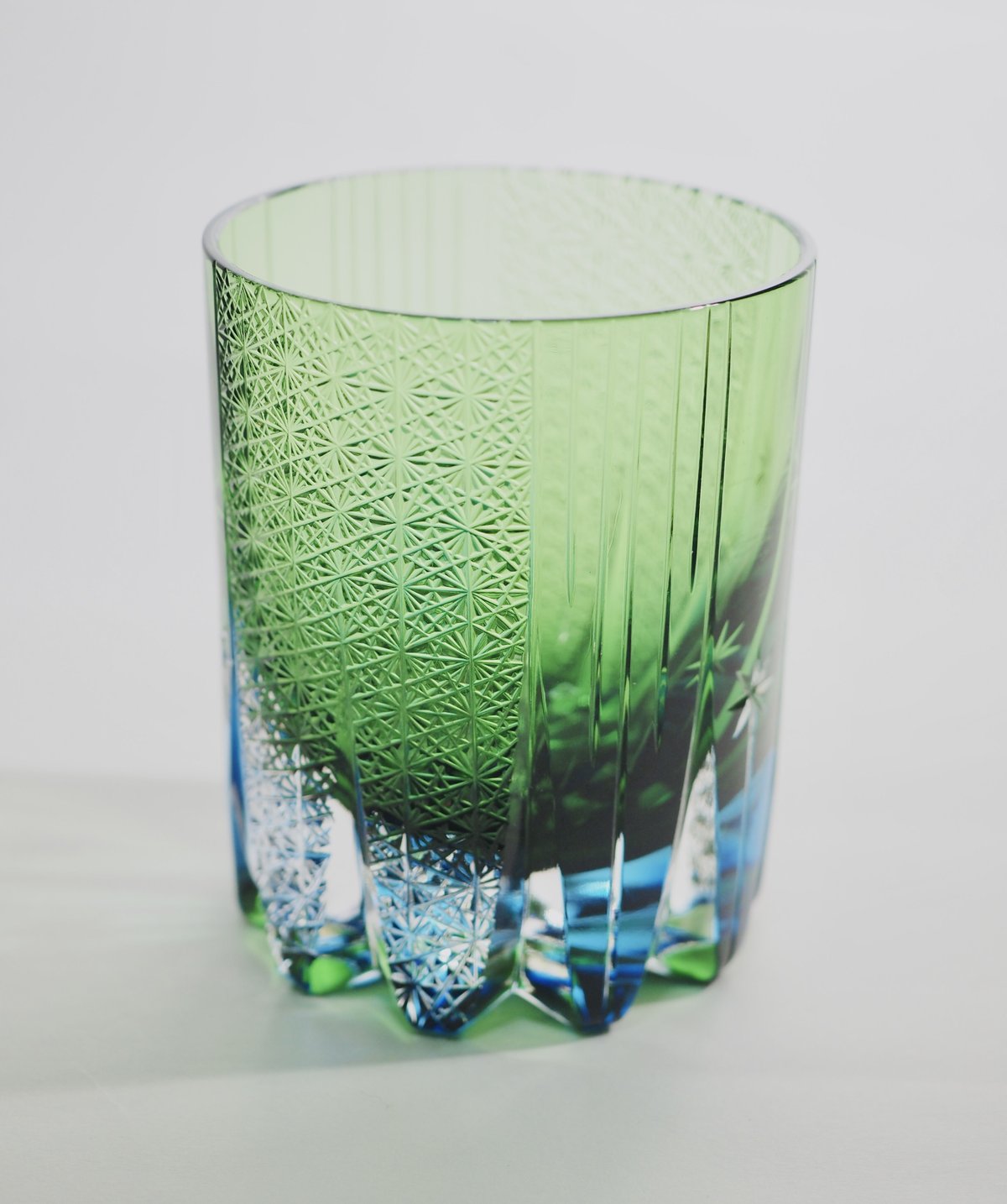 しののめ<東雲>ロックグラス 緑×青 | ともきりこ TOMOKIRIKO