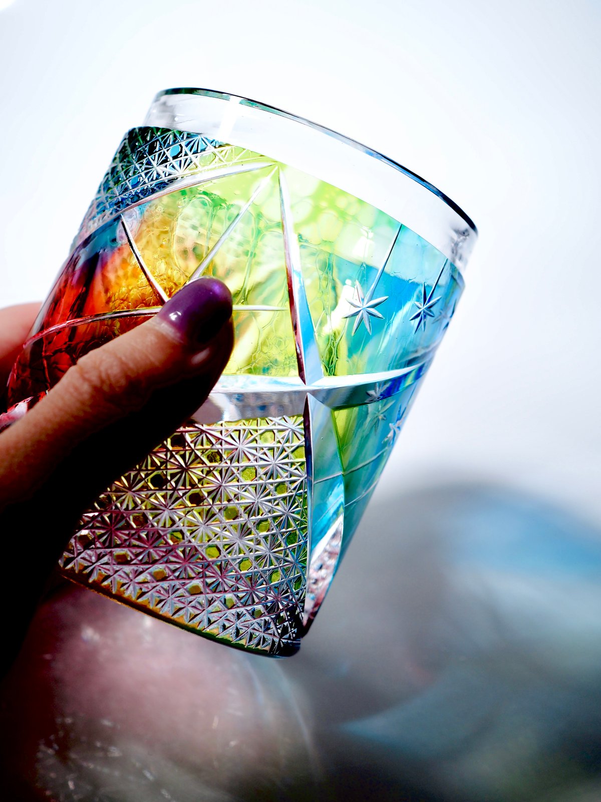 J50 送料無料　金彩器セット　6箱　グラススタジオ来夢　GLASSWORK ロックグラス 夕陽影 ゆめかわ 虹 | ともきりこ TOMOKIRIKO