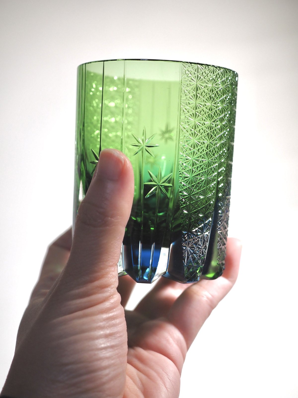 しののめ<東雲>ロックグラス 緑×青 | ともきりこ TOMOKIRIKO