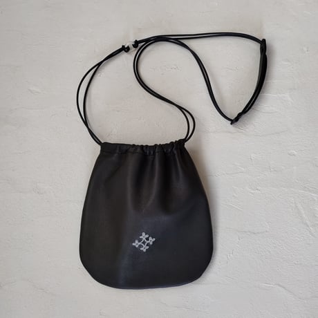 モチーフ刺繍・鹿革ミニ巾着　Mサイズ・ロング（ポシェット）（DMK(P)-M-L）