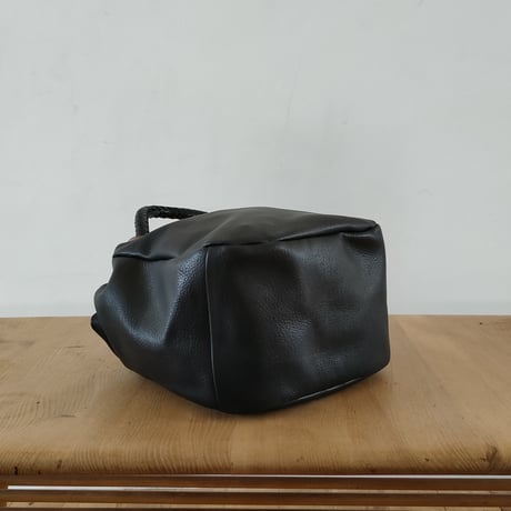 山羊革 巾着トートバッグ-LS（Lショート）サイズ（GOKT-LS）ブラック
