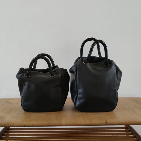 山羊革 巾着トートバッグ-LS（Lショート）サイズ（GOKT-LS）ブラック