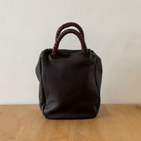 山羊革 巾着トートバッグ-Mサイズ・ブラック（GOKT-M-BK） | nuitomeru