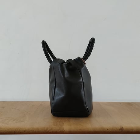 山羊革 巾着トートバッグ-LS（Lショート）サイズ（GOKT-LS）ブラック