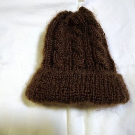 手編み帽子　茶色