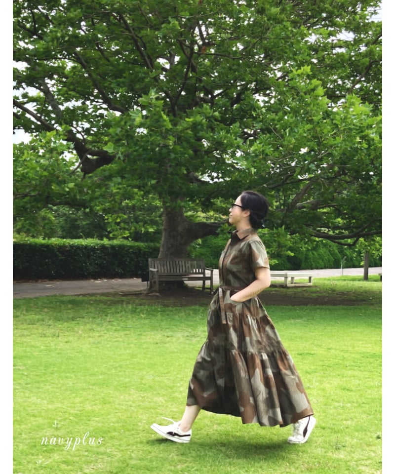 ギエモンダークブルー シャツワンピース 儀右ヱ門 ギエモン ぎえもん 久留米絣ランダムタック ワンピース