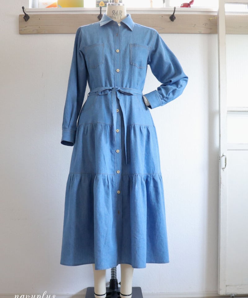 ティアードシャツワンピース 7~15号（A0印刷済み型紙） | 型紙屋 Navy Plus