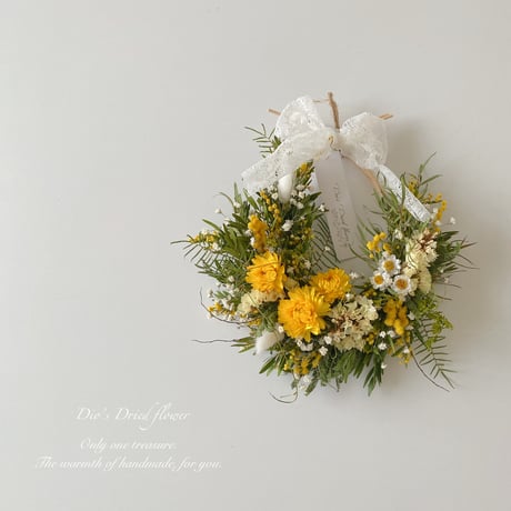 オーバル型グリーンイエロー紫陽花リース　ワイヤークラフト オーバル型グリーンイエロー紫陽花リース ワイヤークラフト STORES