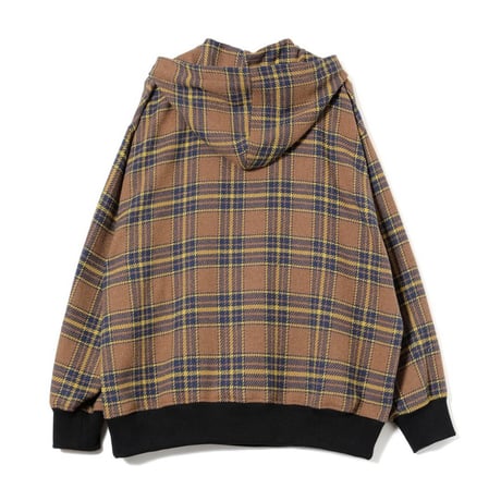CHECK HALF ZIP PARKA / brown