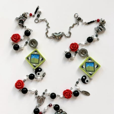 rosary Ochinpo necklace /2way (Yin Yan Rose)