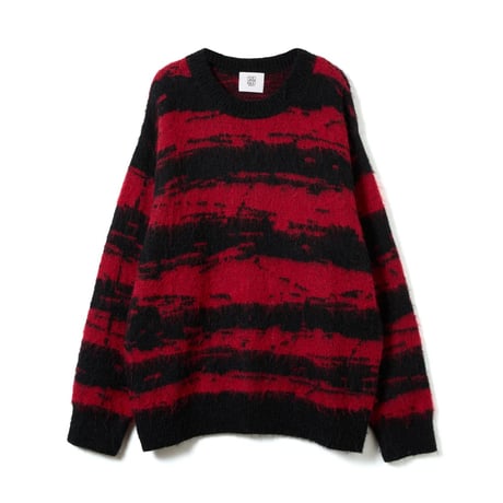DISTORTED STRIPE KNIT / red