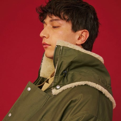 BOA STAND COLLAR COAT / green