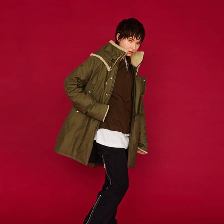 BOA STAND COLLAR COAT / green