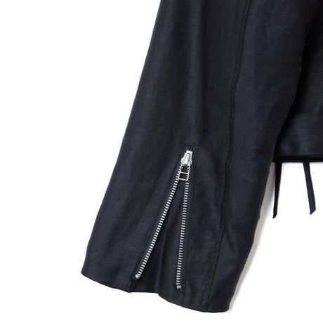 COTTON LINEN RIDERS JACKET / black