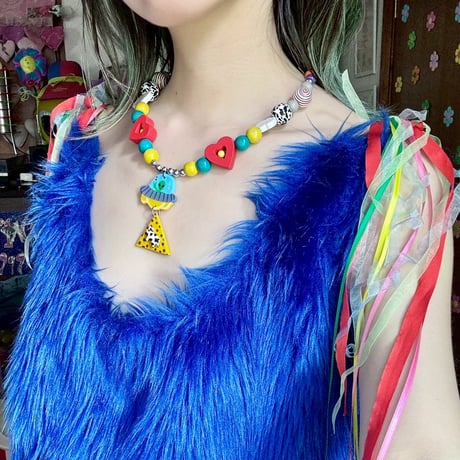 “Peace alien&Abuduction cow”   ribbon necklace