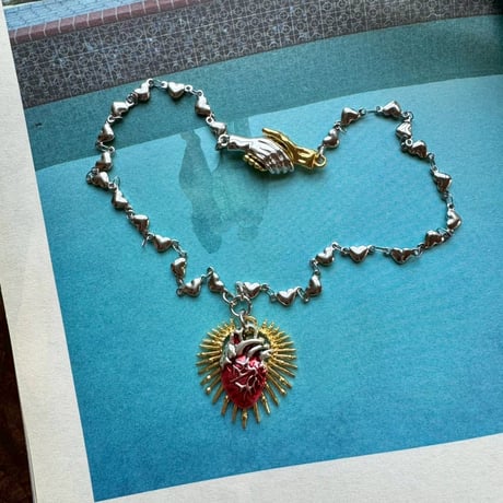 Sun heart & Handshake magnet necklace