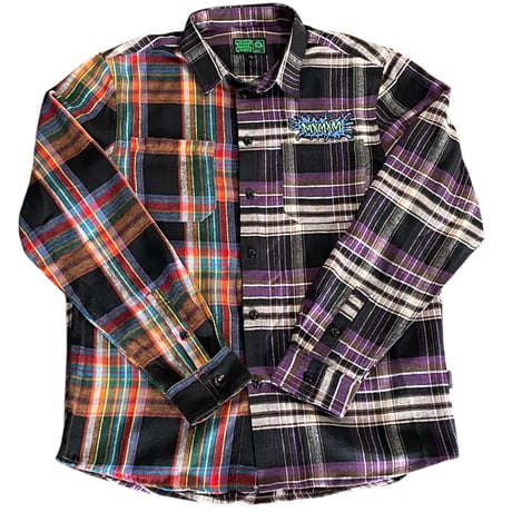 MxMxM チグハグ NEL SHIRT / PURPLE