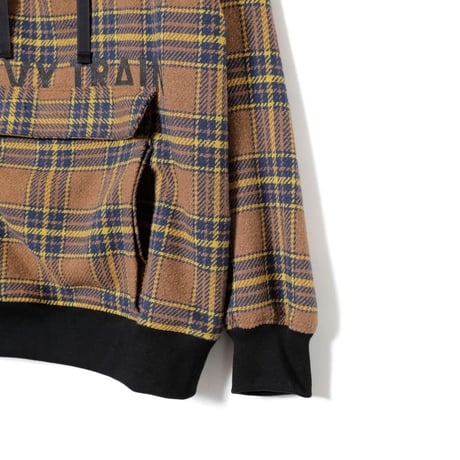 CHECK HALF ZIP PARKA / brown
